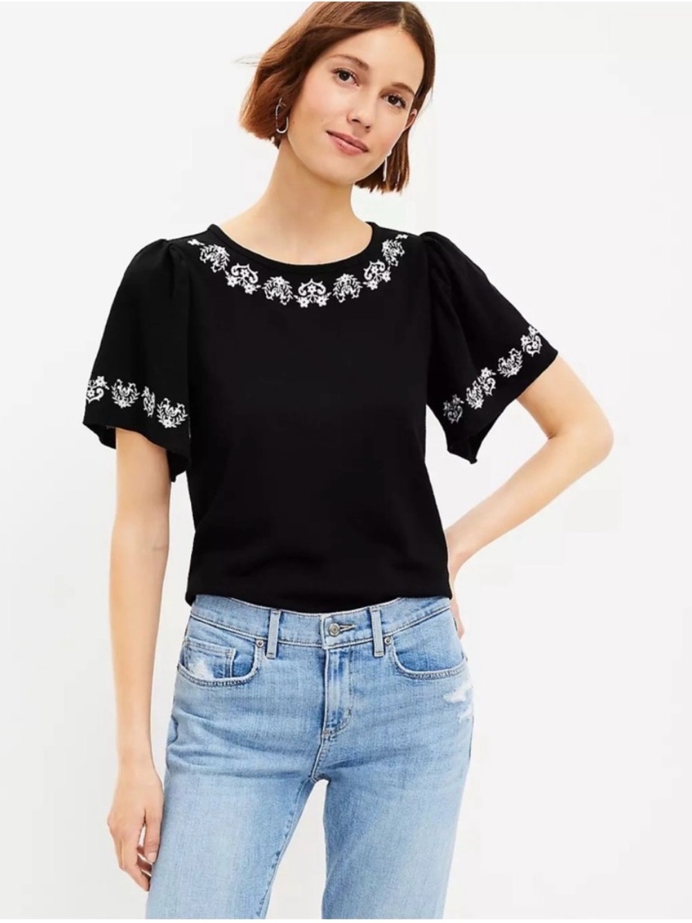 Loft embroidered top